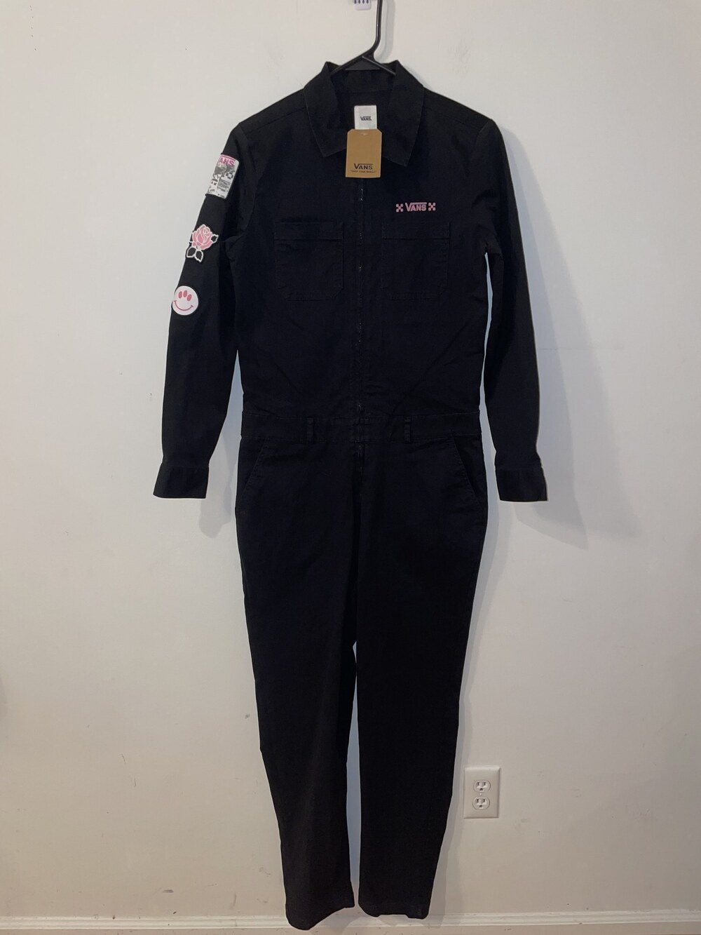 Vans Off The Wall Coverall Boilersuit Jumpsuit w Patches Zip Front Size Small - Picture 2 of 14